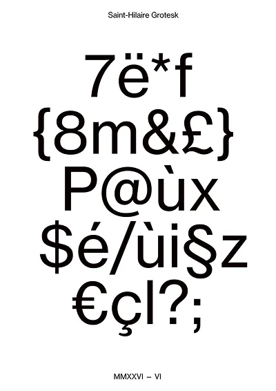 Spécimen du Saint-Hilaire Grotesk, chiffres et signes de ponctuation.