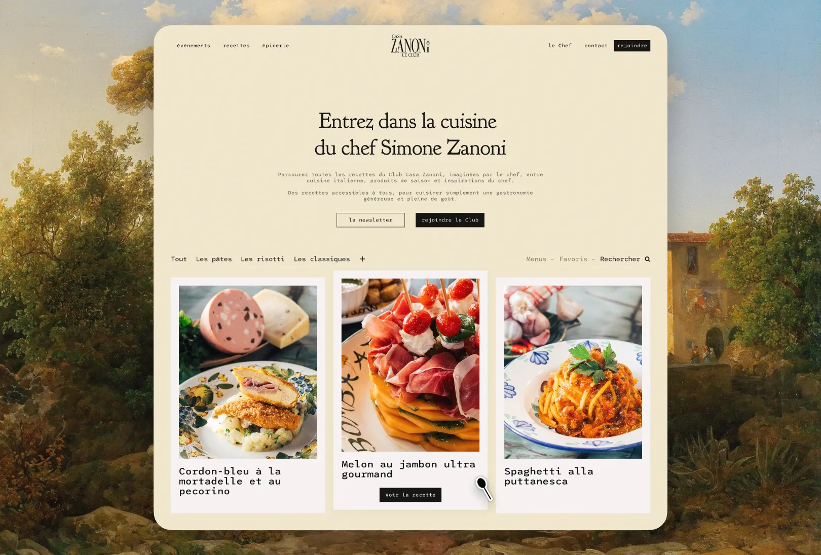 Clément Saint-Hilaire brand designer et UI UX designer en Normandie et à Paris pour le le chef Simone Zanoni et son Club Casa Zanoni