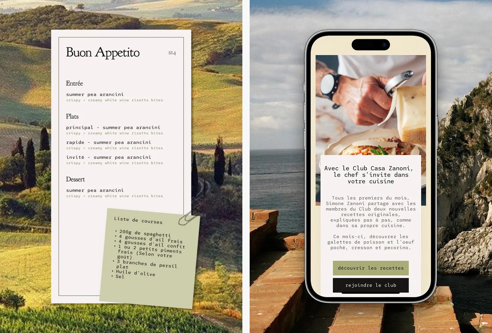 Clément Saint-Hilaire brand designer et UI UX designer en Normandie et à Paris pour le le chef Simone Zanoni et son Club Casa Zanoni